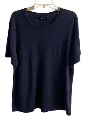 NAADAM Navy Blue Short Sleeve Crewneck Top knit 100% cashmere XL NWT